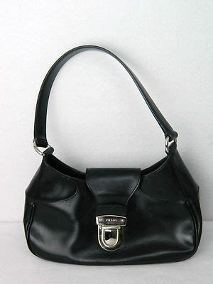 prada black leather baguette silver hardware|prada purses for sale.